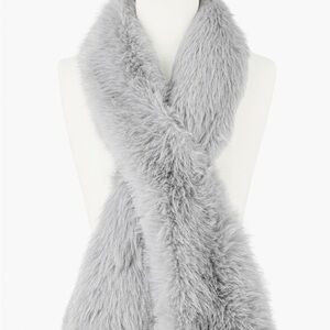 Talbots Elegant Gray Faux Fur Wrap